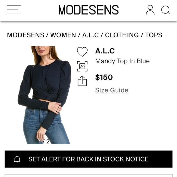 A.L.C.navy twisted front top, M - Picture 2 of 10